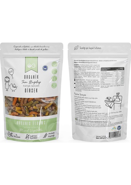 Organik Karışık Sebzeli Tam Buğday Dirsek Makarna 200 Gr +8 Ay fiyatları