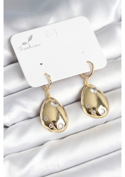 Gold Renk Pirinç Damla Model Kadın Küpe