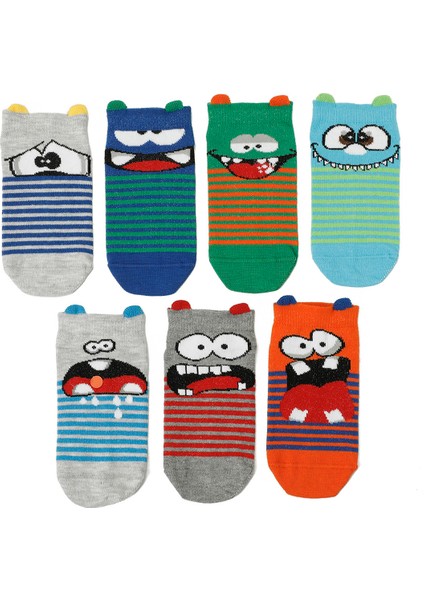 Monster 7 Lı Ptk-B 5pr Mavi Erkek Çocuk 7 Li Çorap