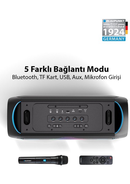 PL700 Mikrofonlu Uzaktan Kumandalı Kablosuz Bluetooth Speaker Hoparlör 70W Siyah(Blaupunkt Türkiye Garantili) fırsatları