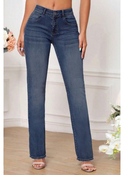 Kadın Boru Paça Yüksek Bel Regular Fit Likralı Pantolon C607 indirimleri