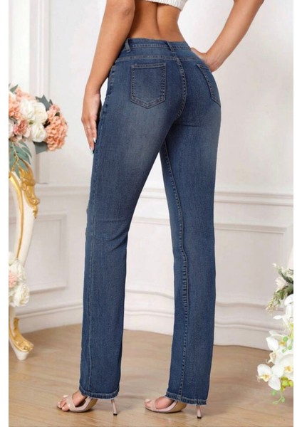 Kadın Boru Paça Yüksek Bel Regular Fit Likralı Pantolon C607