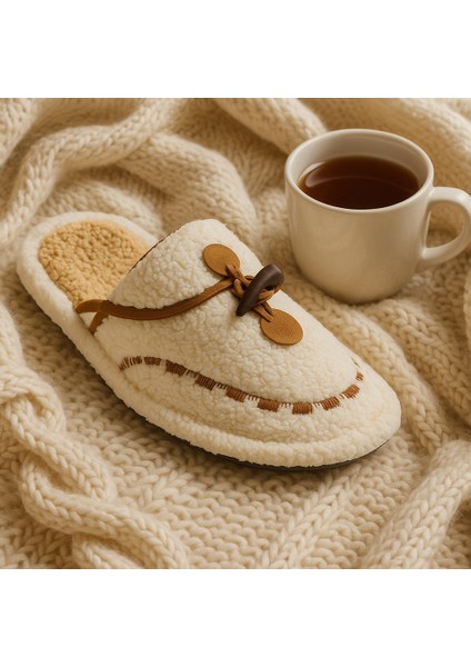 Kadın Kışlık Düğmeli Içi Havlulu Rahat Kaymaz Tüylü Ev Terliği modelleri