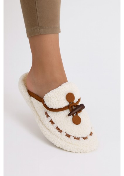 Kadın Kışlık Düğmeli Içi Havlulu Rahat Kaymaz Tüylü Ev Terliği fırsatları