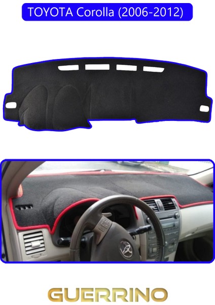 Toyota Corolla (2006-2012) Torpido Koruma Halısı Mavi Kenar