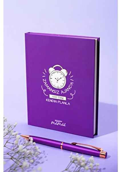 Mor Zamansız Ajanda A5 Boyutunda 60 Sayfa Renkli Bölümlerle Planlama Kolaylığı