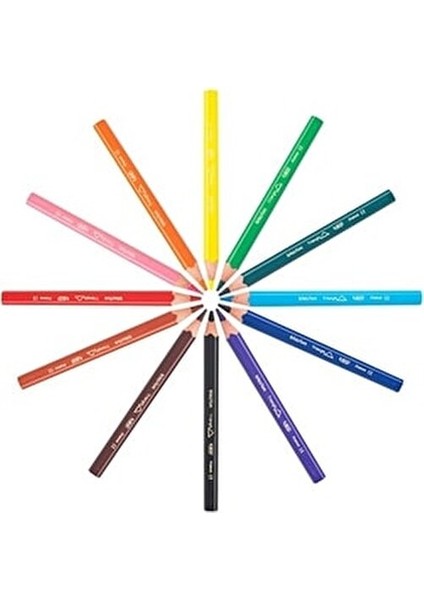 Evolution Triangle 12+1 Parça Jumbo Kuru Boya Metal Kutu Ergonomik Tasarım Çocuklar İçin modelleri