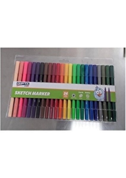 24'lü Çift Taraflı Fırça Uçlu Keçeli Kalem Canlı Renkler Üçgen Gövde 4 mm fiyatları