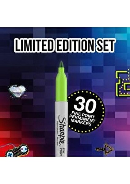 Fine Permanent Markör 30 Adet Renkli Kalemler Labirent Temalı Özel Kutu