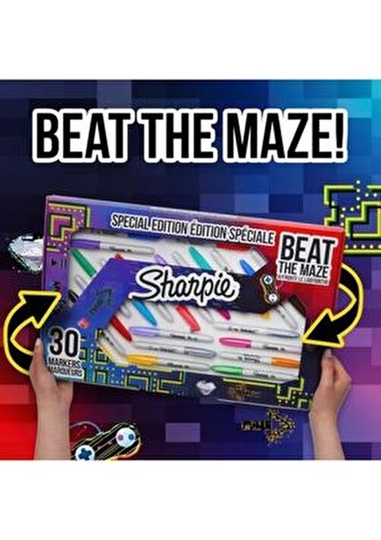 Fine Permanent Markör 30 Adet Renkli Kalemler Labirent Temalı Özel Kutu