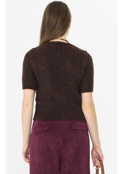 Kısa Kollu Triko Kazak Kahve fırsatları