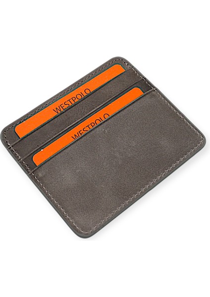 Unisex Süper Slim Para Bölmeli Hakiki Deri Ince Kartlık Cüzdan 6 Bölmeli - Gri modelleri