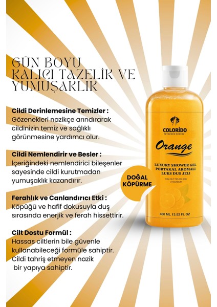 Colorido Luxury Shower Gel Orange Aromalı Lük Duş Jeli 400 ml modelleri