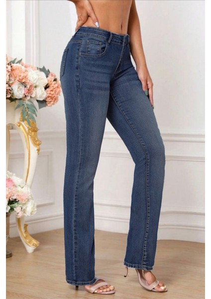 Kadın Boru Paça Yüksek Bel Regular Fit Likralı Pantolon C607