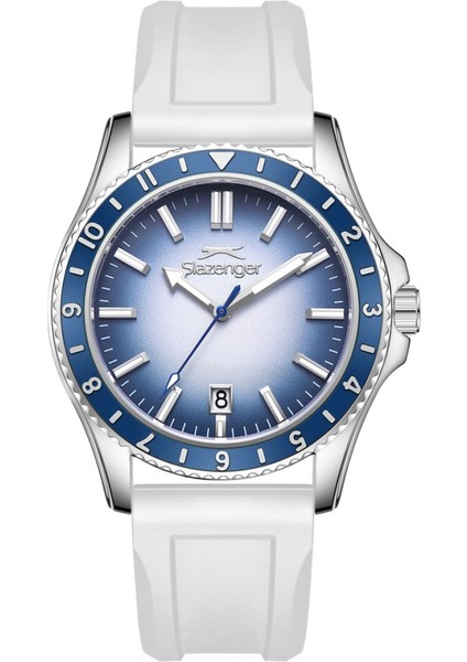 SL.09.2531.1.01 Silikon Kordon Çelik Kasa 10 Atm Suya Dayanıklı Beyaz Renk Erkek Kol Saati