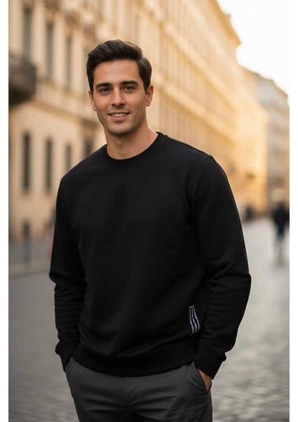 Paolo Bisiklet Yaka Erkek Sweatshirt Siyah fırsatları