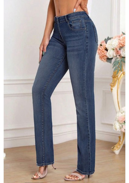 Kadın Boru Paça Yüksek Bel Regular Fit Likralı Pantolon C607