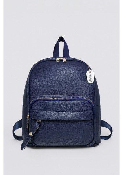 Unisex Suni Deri Fermuarlı Çok Gözlü Sırt Çantası