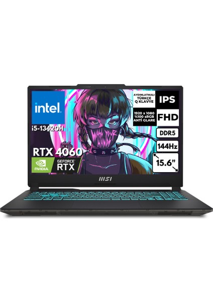 Msı Cyborg 15 I5-13420H 48 GB 2 Tbssd 8 GB RTX4060 15.6" 144Hz Fhd Freedos Gaming Laptop A13VF-896XTRAT29
