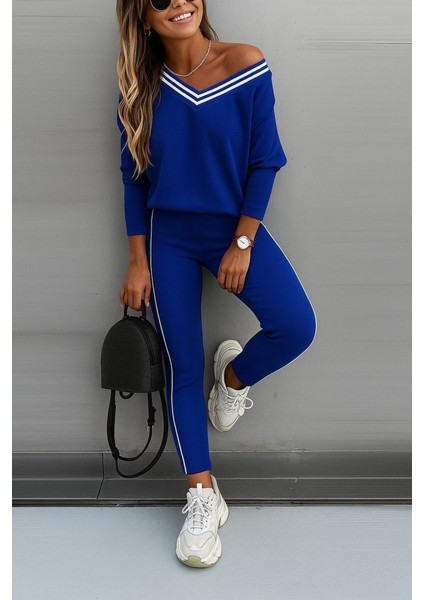 Aknbutik Kadın Uzun Kollu Tek Omuzu Açık Detaylı Viskon Iki Iplik Bluz ve Pantolon Ikili Takım modelleri