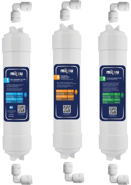 Mil Kapalı Kasa Su Arıtma Cihazı Için Nsf Onaylı 3lü Ön Filtre Seti(M-KK-3)