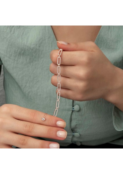 925 Ayar Gümüş Rose Oval Taşlı Bileklik fırsatları