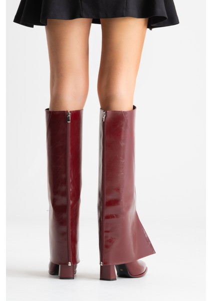 Aja Bordo Kadın Kalın Topuklu Çizme Olabilen Bot fiyatları