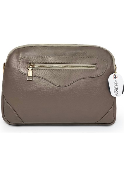 Hakiki Deri Üç Bölmeli Ayarlanabilir Uzun Askılı Çapraz Kadın Omuz Çantası Büyük Boy