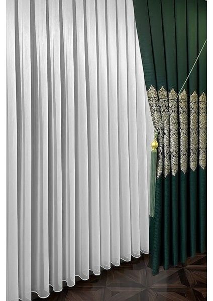 Pano Fon Perde Zümrüt Yeşili Damask Desenli Fon Perde 1 / 3 Sık Pile Pano, Fon, Tül, Perde, fırsatları