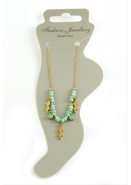 Wizard Şimşek Boncuk Lüks Çelik Halhal-Sarı