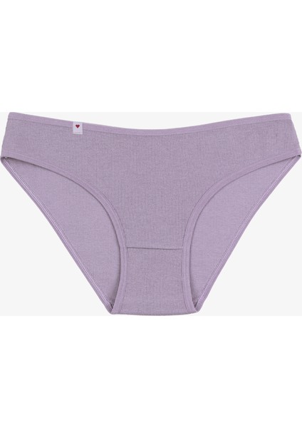 Kadın Külot 5 Li Pamuklu Etiket Detaylı Fitilli Ribana