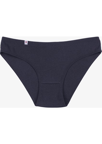 Kadın Külot 5 Li Pamuklu Etiket Detaylı Fitilli Ribana