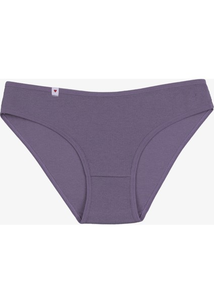 Kadın Külot 5 Li Pamuklu Etiket Detaylı Fitilli Ribana