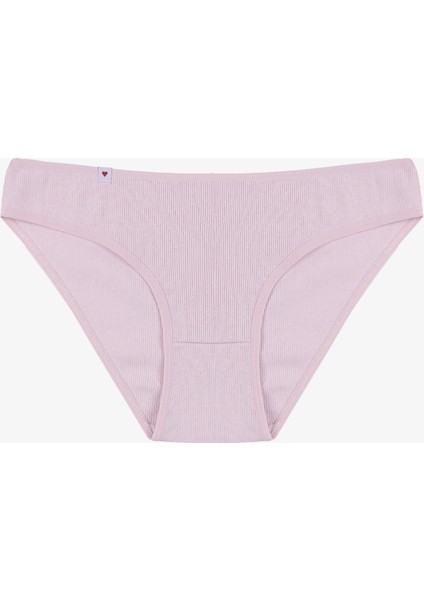 Kadın Külot 5 Li Pamuklu Etiket Detaylı Fitilli Ribana