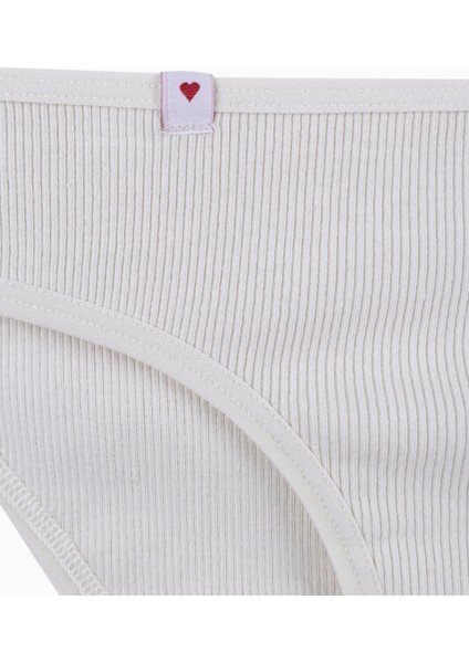 Kadın Külot 5 Li Pamuklu Etiket Detaylı Fitilli Ribana