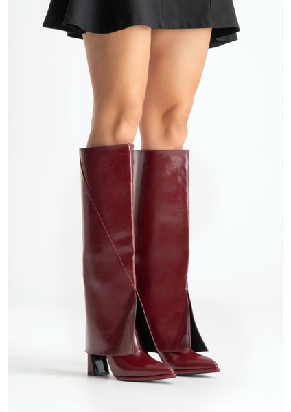 Aja Bordo Kadın Kalın Topuklu Çizme Olabilen Bot fiyatları