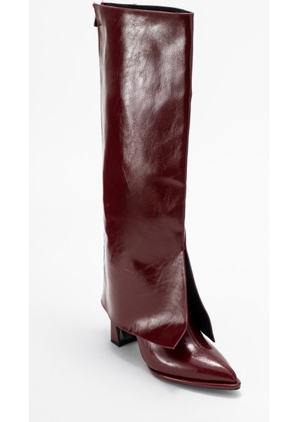 Aja Bordo Kadın Kalın Topuklu Çizme Olabilen Bot indirimleri