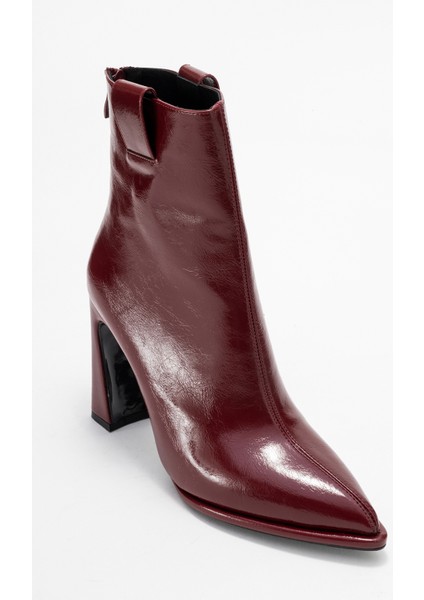 Aja Bordo Kadın Kalın Topuklu Çizme Olabilen Bot