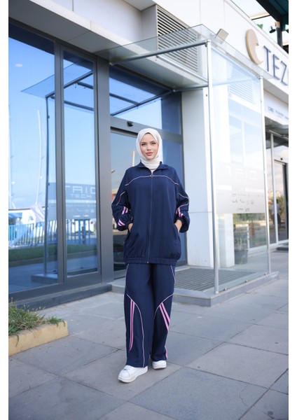 Kadın Şık Spor Eşofman Takımı Fermuarlı & Alt Üst Takım 495
