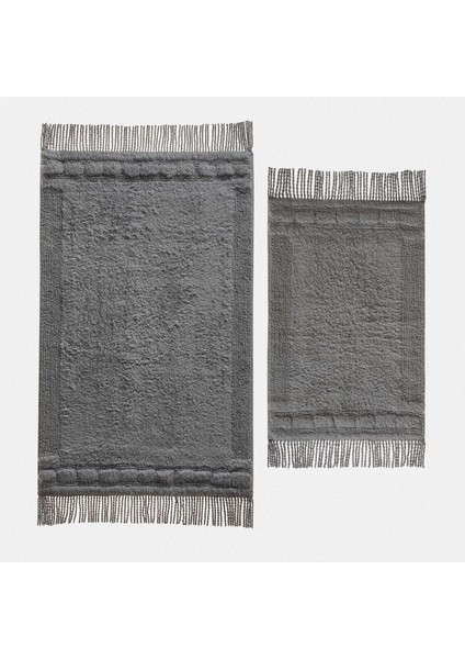 Luna 2'li Banyo Paspas Seti %100 Karde Pamuk Gri 60X90-40X60 fırsatları