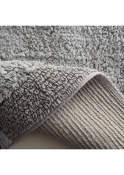 Luna 2'li Banyo Paspas Seti %100 Karde Pamuk Gri 60X90-40X60