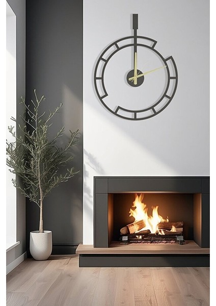 Dekoratif Sessiz Siyah Metal Duvar Saati 60X45 cm