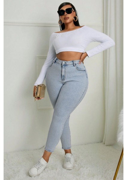 Kadın Yüksek Bel Skinny Fit Jeans Büyük Beden Kot PantolonC597 modelleri
