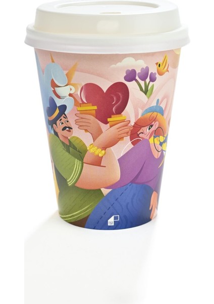 14 Oz Tasarım Renkli Karton Bardak 1000 Adet fırsatları