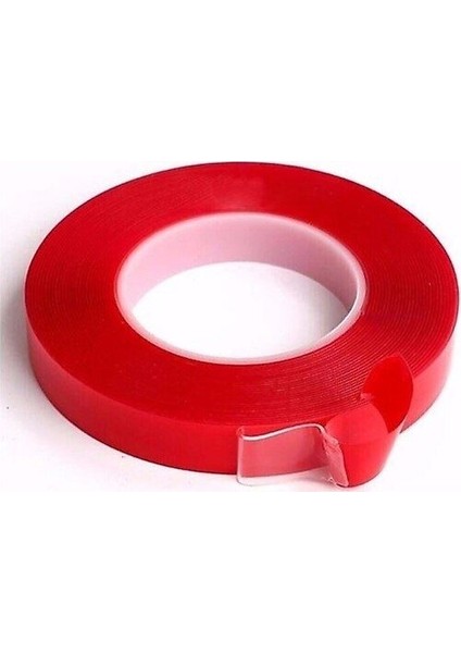 CTB340 - Çift Taraflı Bant 40MM x 5mt Kırmızı Şeffaf