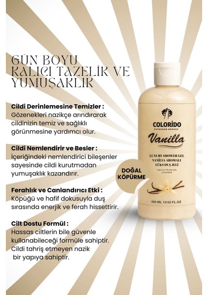 Colorido Luxury Shower Gel Vanılla Aromalı Lük Duş Jeli 400 ml modelleri