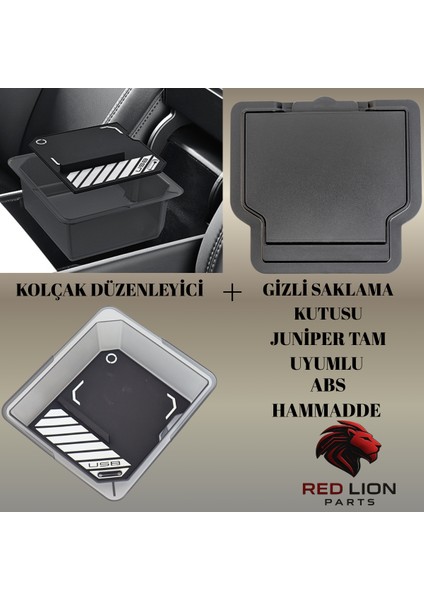 Tesla Modely Juniper Kolçak Düzenleyici+Gizli Saklama Kutusu Set (2parça)