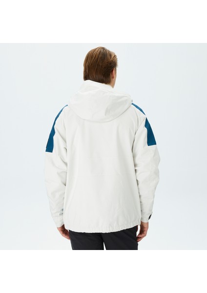 Beyaz Erkek Kapüşon Yaka Regular Fit Waterproof Kayak Montu EQYTJ03416 Radicalo Jk