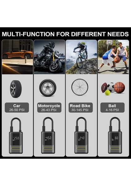 Kablosuz Oto Araç Mini 4000MAH 150 Psı Işıklı Oto Hava Kompresörü fırsatları