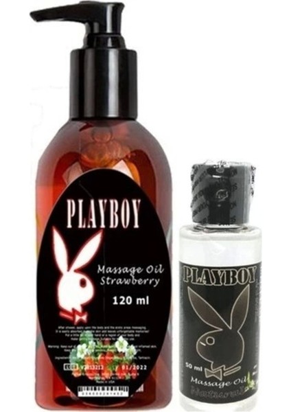Playboy Aromaterapi Çilek Massage Oil 120 ml Natural Aromalı Massage Vücut Masaj Yağı 50 ml